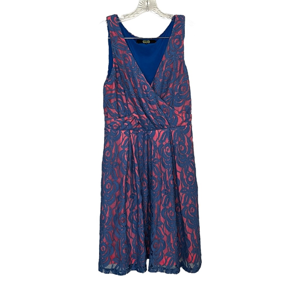 Anthropologie Eva Franco Lined Lace Blue Bright Coral, Pink size 6 - Picture 3 of 13
